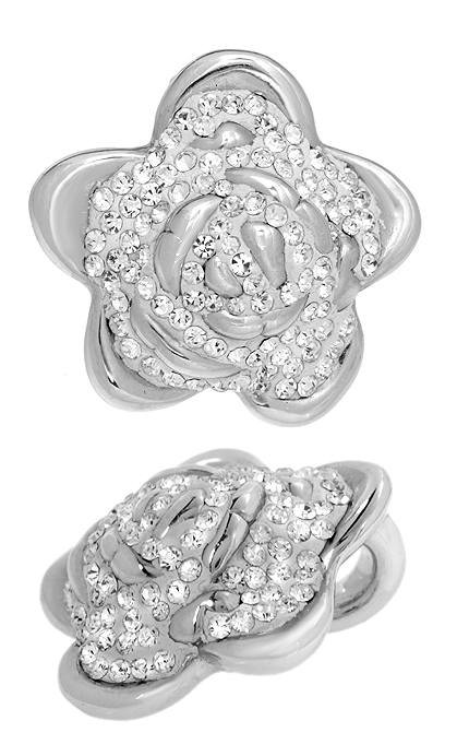 88-STONE SWAROVSKI CRYSTAL ROSE PENDANT SILVER